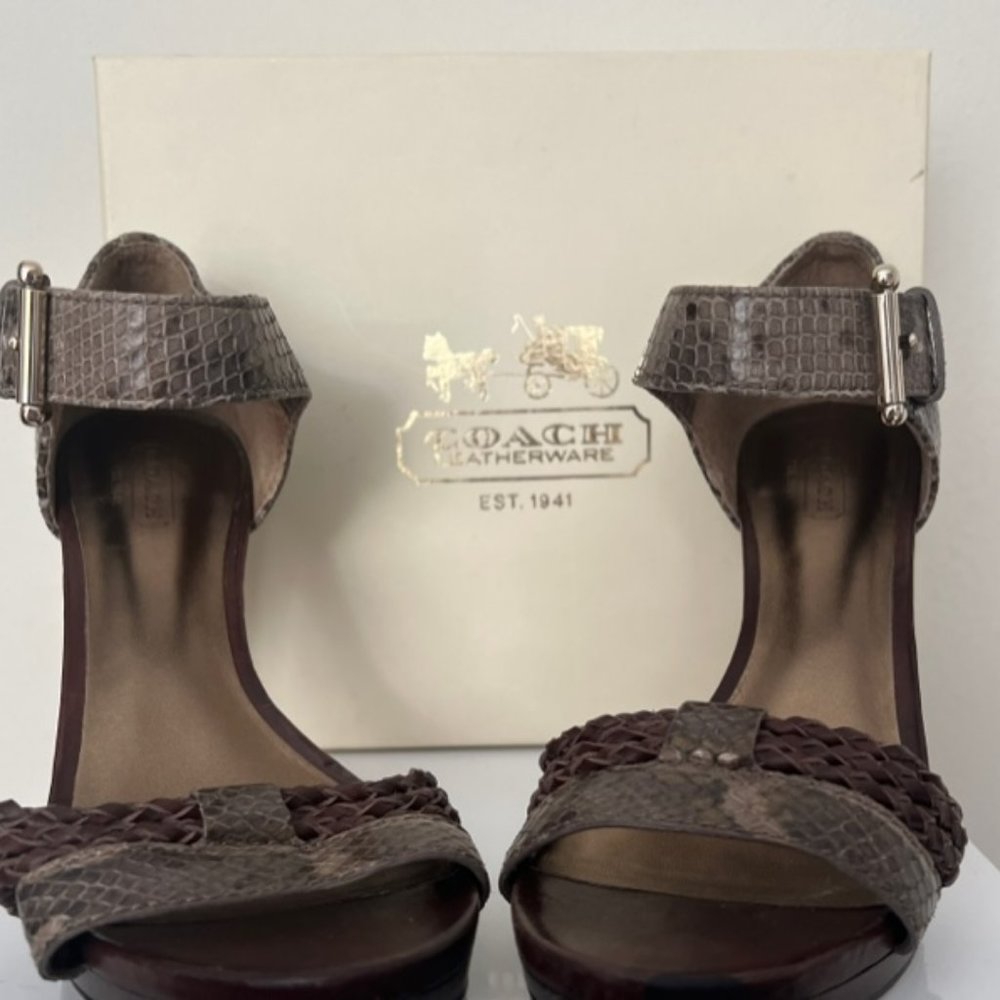 Coach Size 7.5 Python Vegan Leather Color Olive C… - image 2